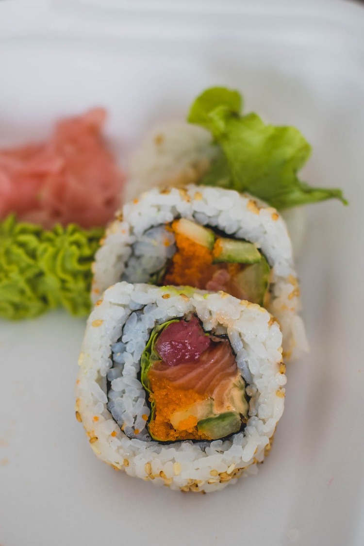 Spicy Salmon, Tuna and Flying Fish Roe Sushi Roll Recipe