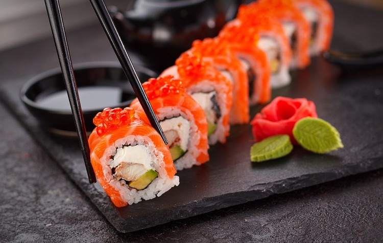 Salmon Cream Cheese Roll with Flying Fish Roe Recipe