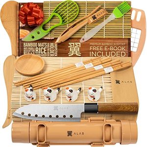 Complete Sushi Kit - Includes Sushi Knife, Sushi Mats, Dipping Plate and More